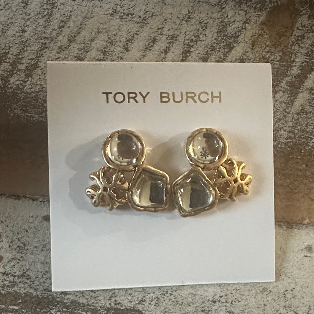 Tory Burch Gold and Silver Stud Earrings